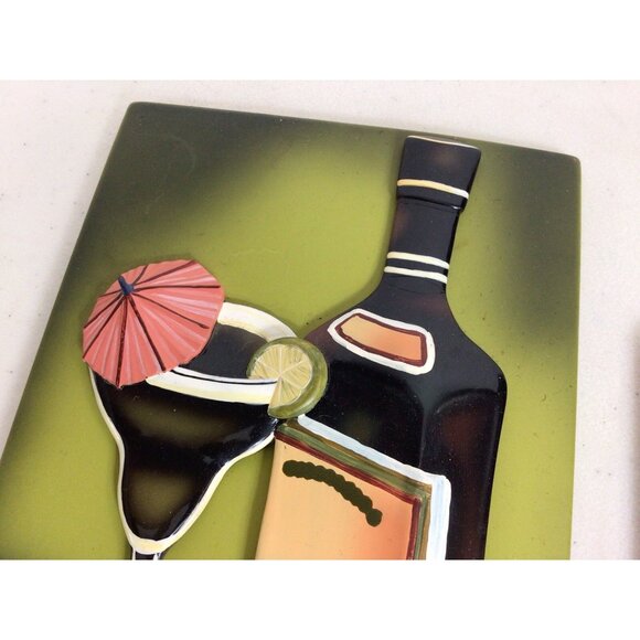 Will Rafuse Bar Cocktail Martini Signed 3D Ceramic Art Work Lot of 2 - Picture 3 of 8